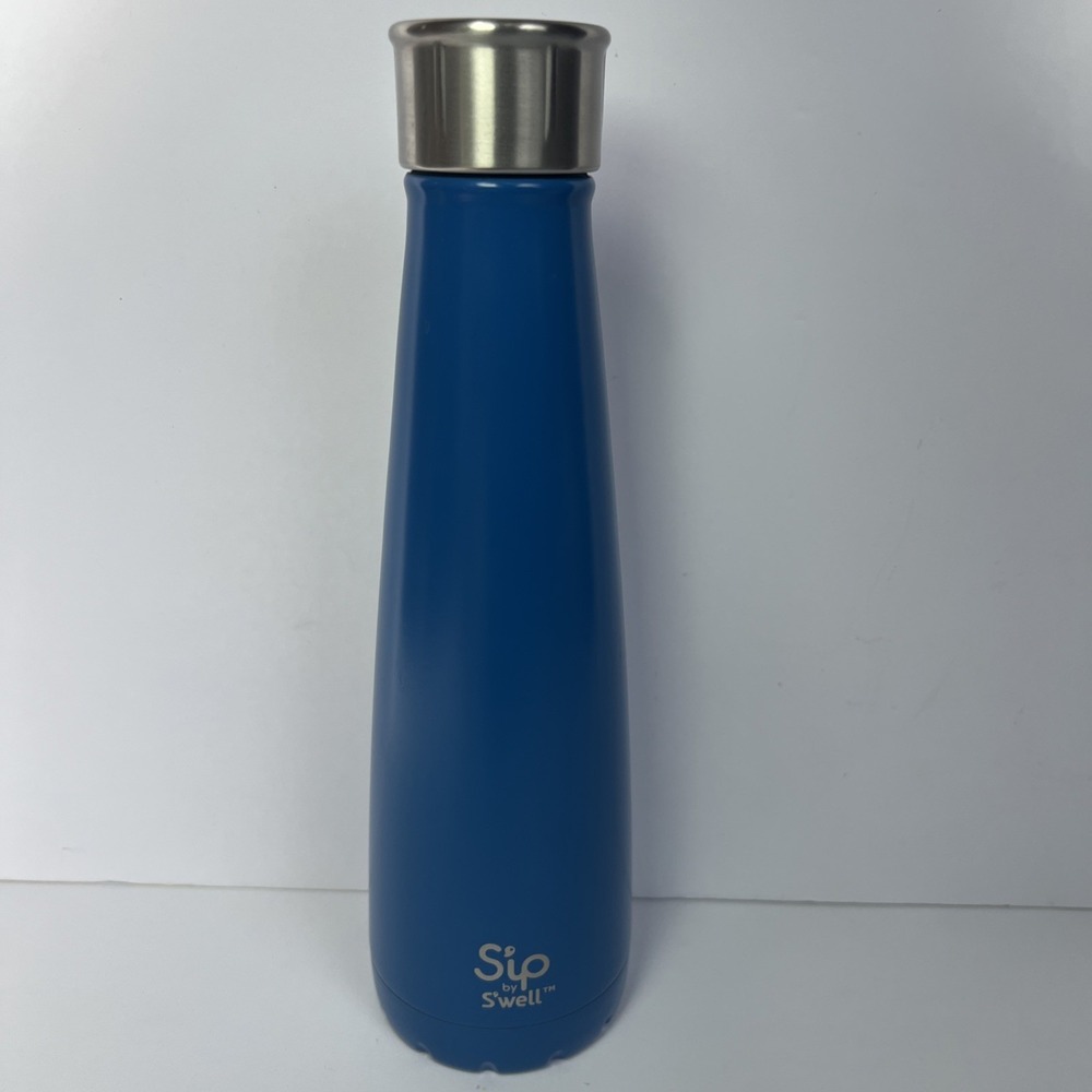 Sip By Swell Blue Insulated Stainless Steel Water Bottle 15oz 450ml Cold Hot NOS